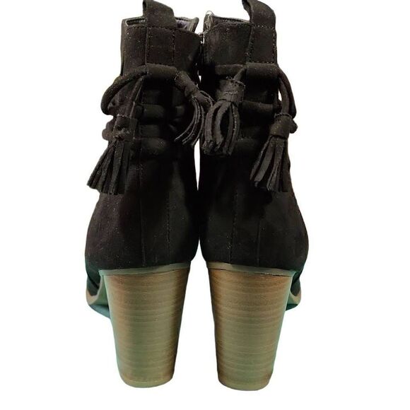 Maurices Brooklyn Women's Black Faux Suede Block Heel Tassel Ankle Boots Size 11 - Picture 8 of 11